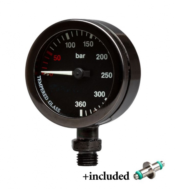 Pressure Gauge 300Bar Black Dial, Black body